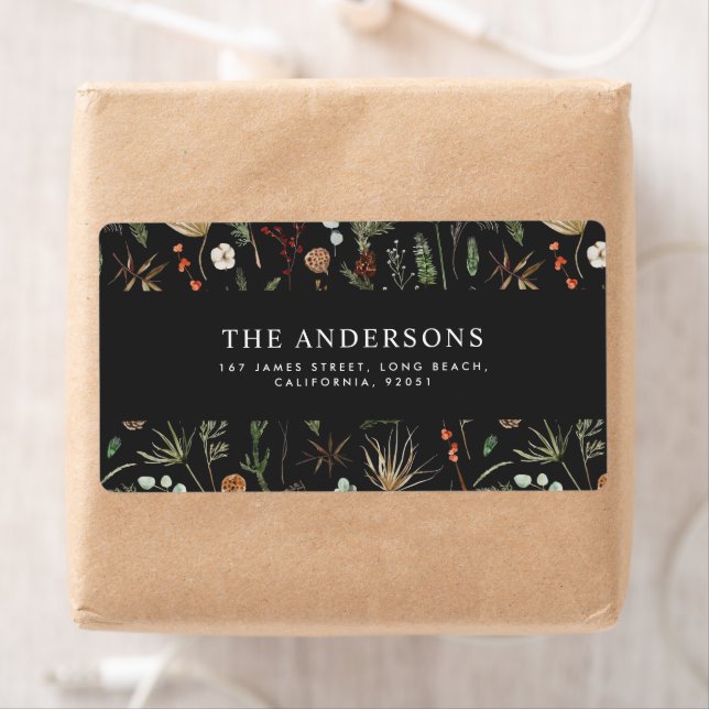 Christmas watercolor botanical floral black moody  (Insitu)