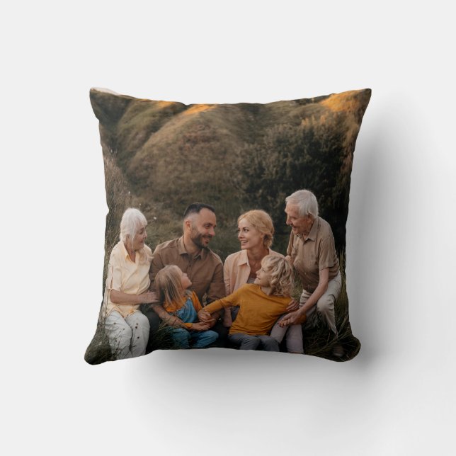 Christmas watercolor botanical floral dark photo cushion (Back)