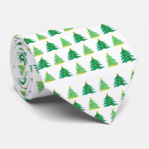 Christmas watercolor Christmas tree Tie