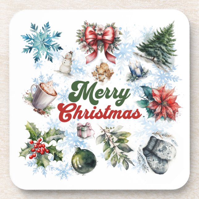 Christmas Watercolor  Coaster (Front)