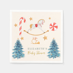 Christmas Watercolor Cute Tree Baby Shower Napkin