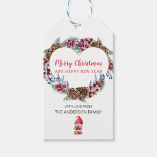 Christmas Watercolor Decorative Wreath Gift Tags