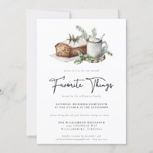 Christmas Watercolor Favourite Things Greenery  Invitation