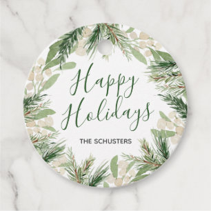 Christmas Watercolor Floral Custom Holiday Favour Tags