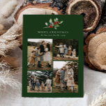 Christmas Watercolor Floral Five Photo Collage Holiday Card<br><div class="desc">Christmas Watercolor Floral Five Photo Collage Holiday Card features a beautiful watercolor illustration of seasonal greenery and holly berries,  along with five photos.</div>