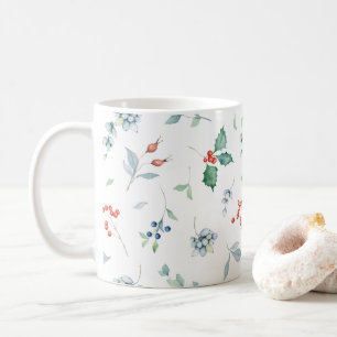 Christmas Watercolor Floral Holiday Traditional Coffee Mug