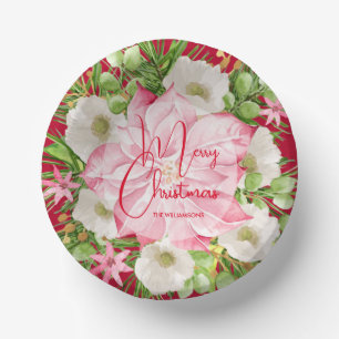 Christmas Watercolor Floral Paper Plate