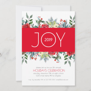 Christmas watercolor flowers border holiday card
