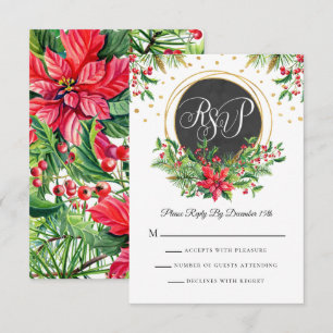 Christmas Watercolor Flowers RSVP Card
