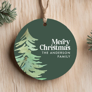 Christmas watercolor forest ceramic tree decoration