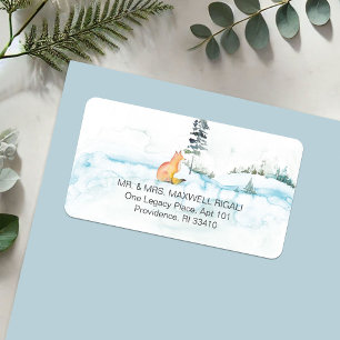 Christmas Watercolor Fox Return Address Labels