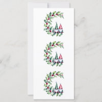 Christmas Watercolor Gnomes Sitting On Holly Twig 
