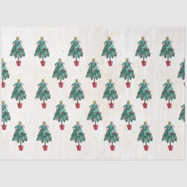 Christmas Watercolor GoldI Design 5 Tissue Paper (Front)