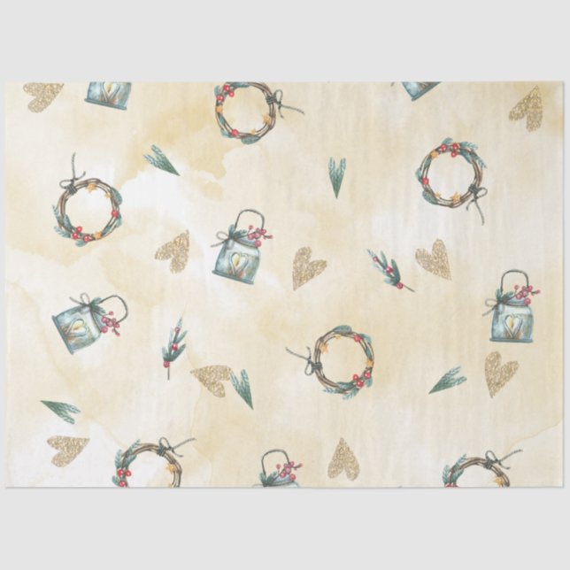 Christmas Watercolor GoldI Design 9 Tissue Paper (Front)