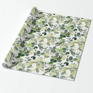 Christmas Watercolor Greenery Holiday Wrapping Paper