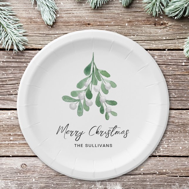 Christmas Watercolor Greenery Paper Plate (Creator Uploaded)