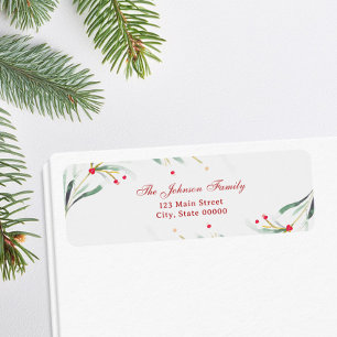 Christmas Watercolor Greenery Return Address