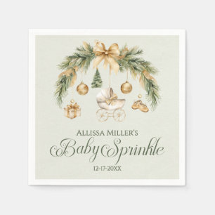 Christmas Watercolor Greenery Winter Baby Sprinkle Napkin