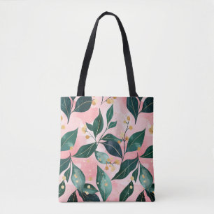 Christmas watercolor greenery with gold berries tote bag