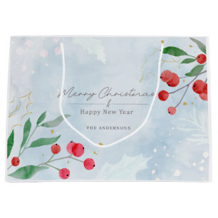 Christmas Watercolor Holiday Background Gift Bag