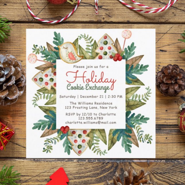 Christmas Watercolor Holiday Cookie Exchange Invitation (Creator Uploaded)