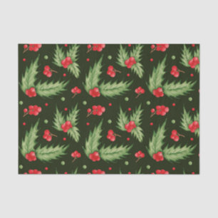 Christmas Watercolor Holly Berry with Leaves  Tissue Paper