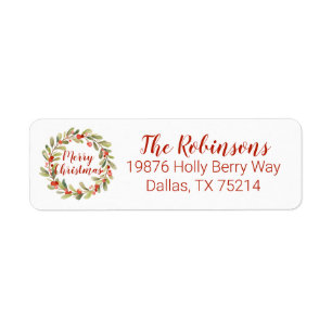 Christmas Watercolor Holly Berry Wreath