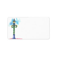 Christmas Watercolor Lamp Post Blank DIY Address