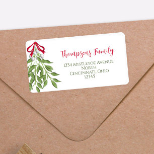Christmas Watercolor Merry Mistletoe Greenery Label