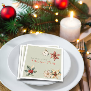 Christmas Watercolor Mistletoe Custom Message Name Napkin