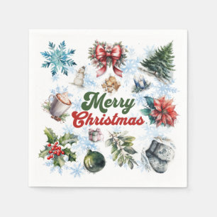 Christmas Watercolor Napkin