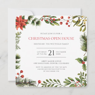 Christmas Watercolor Open House Holiday Invitation