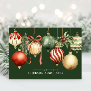Christmas Watercolor Ornaments Corporate Business Holiday Card