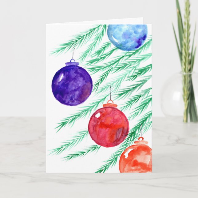 Christmas Watercolor Ornaments New Year Holiday (Front)