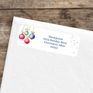 Christmas Watercolor Ornaments Return Address