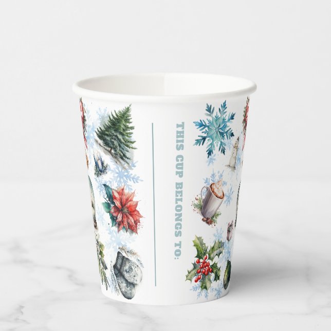 Christmas Watercolor Paper Cups (Left)