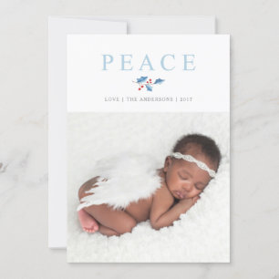 Christmas Watercolor Peace Holly Branch Holiday Card