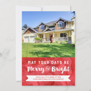 Christmas Watercolor Photo Card Real Estate