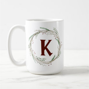 Christmas Watercolor Rustic Wreath Coffee Mug