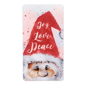 Christmas watercolor Santa Claus “Joy Love Peace”