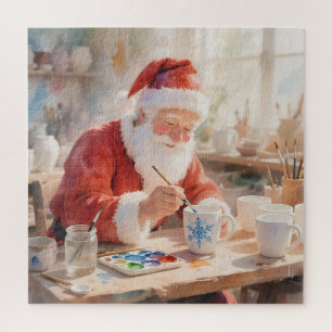 Christmas Watercolor Santa Workshop Photo Jigsaw Puzzle