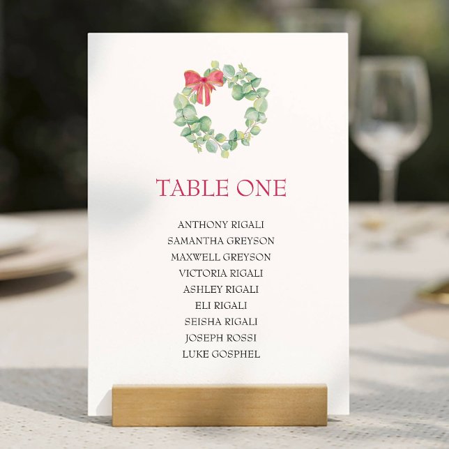 Christmas Watercolor Seating Chart Table Plan Invitation (Christmas seating chart cards watercolor wreath art by Victoria Grigaliunas VG Invites)