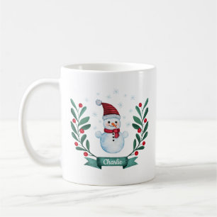 Christmas Watercolor Snowman Custom Coffee Mug