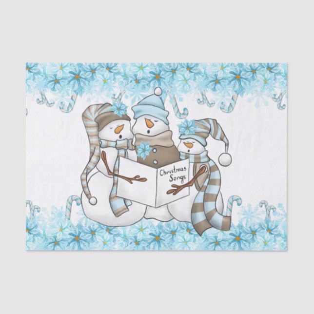 Christmas watercolor snowman Holiday party tissue Tissue Paper (Front)