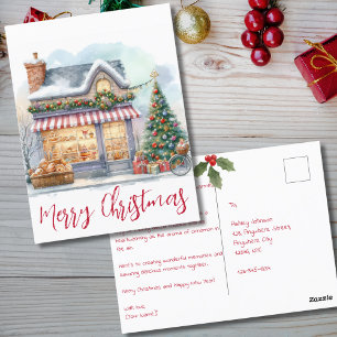 Christmas Watercolor Snowy Baking Goods Postcard
