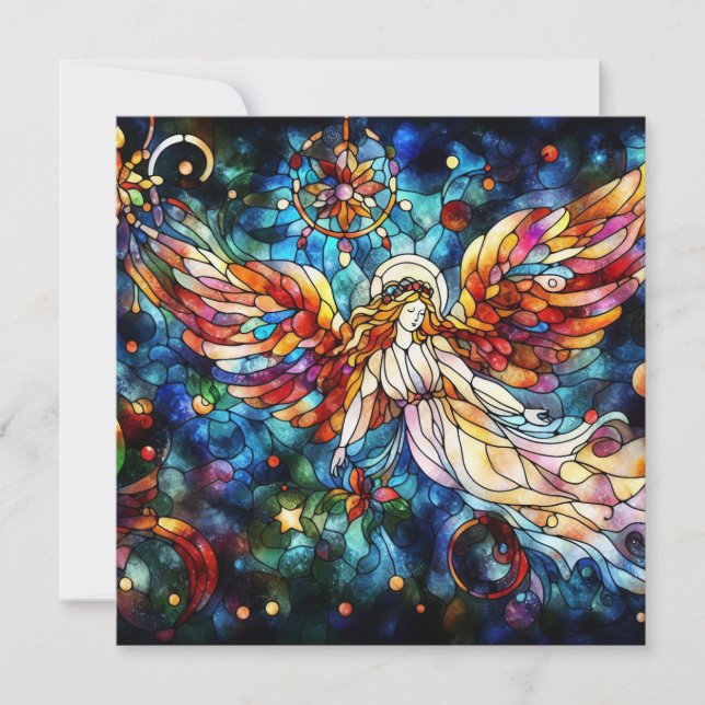 Christmas Watercolor Stained Glass Greeting Card (Front)