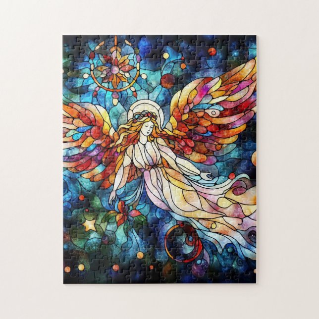 Christmas Watercolor Stained Glass Puzzle (Vertical)