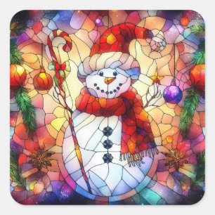 Christmas Watercolor Stained Glass Stickers
