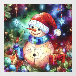 Christmas Watercolor Stained Glass Window Cling