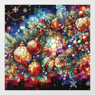 Christmas Watercolor Stained Glass Window Cling